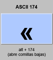 codigo ascii 174 - Abre comillas bajas, angulares, latinas o españolas 
