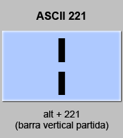 codigo ascii 221 - Barra vertical partida 