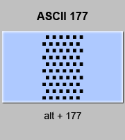 codigo ascii 177 - Bloque color tramado densidad media, gráfico 