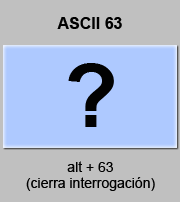 codigo ascii 63 - Cierra signo interrogación 