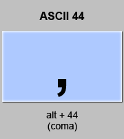 codigo ascii 44 - Coma 