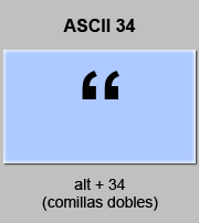 codigo ascii 34 - Comillas dobles , comillas altas o inglesas 