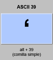 codigo ascii 39 - Comillas simples, apóstrofe 