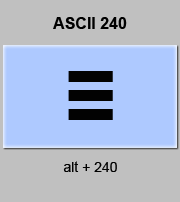 codigo ascii 240 - Símbolo matemático de congruencia, equivalencia 
