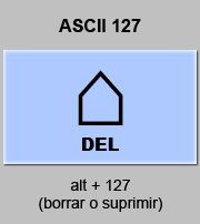 codigo ascii 127 - DEL - Suprimir, borrar, eliminar 