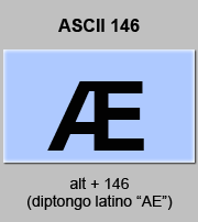 codigo ascii 146 - Diptongo latino AE mayúscula 