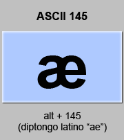 codigo ascii 145 - Diptongo latino ae minúscula 