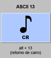 codigo ascii 13 - ENTER - retorno de carro 