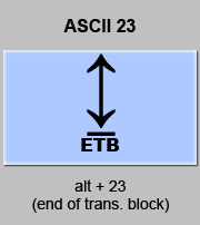 codigo ascii 23 - Fin del bloque de transmisión 