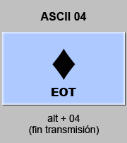 codigo ascii 4 - Fin de transmisión, palo diamantes barajas de poker 