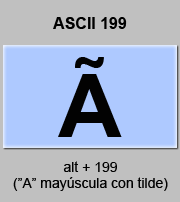 codigo ascii 199 - Letra A mayúscula con tilde 
