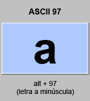 codigo ascii 97 - Letra a minúscula 
