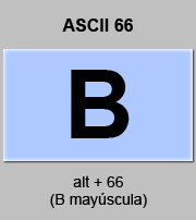 codigo ascii 66 - Letra B mayúscula 