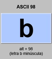 codigo ascii 98 - Letra b minúscula 