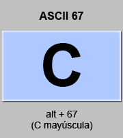 codigo ascii 67 - Letra C mayúscula 