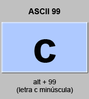codigo ascii 99 - Letra c minúscula 