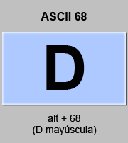 codigo ascii 68 - Letra D mayúscula 