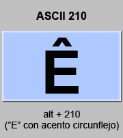 codigo ascii 210 - Letra E mayúscula con acento circunflejo 