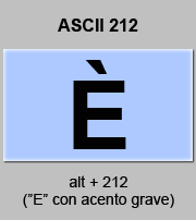 codigo ascii 212 - Letra E mayúscula con acento grave 