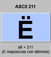 codigo ascii 211 - Letra E mayúscula con diéresis 