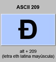 codigo ascii 209 - Letra eth latina mayúscula 