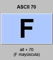 codigo ascii 70 - Letra F mayúscula 