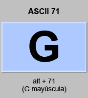 codigo ascii 71 - Letra G mayúscula 