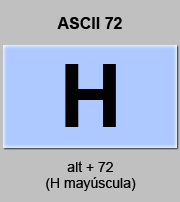 codigo ascii 72 - Letra H mayúscula 