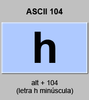 codigo ascii 104 - Letra h minúscula 