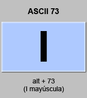 codigo ascii 73 - Letra I mayúscula 