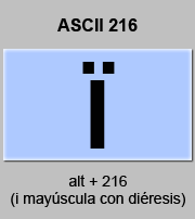 codigo ascii 216 - Letra i mayúscula con diéresis 