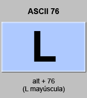 codigo ascii 76 - Letra L mayúscula 