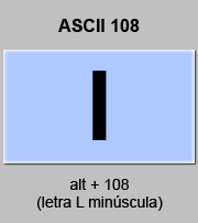 Codigo ASCII l , Letra l minúscula, tabla con los codigos ASCII completos, caracteres letras letra, l, minuscula,ascii,108, ascii ascii, codigos ascii, caracteres ascii, codigos, tabla, caracteres, simbolos, control,