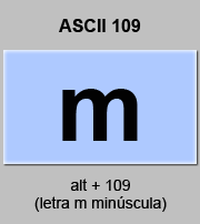 codigo ascii 109 - Letra m minúscula 