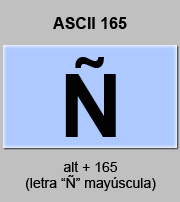 codigo ascii 165 - Letra EÑE mayúscula - letra N con tilde - ENIE 