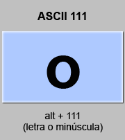 codigo ascii 111 - Letra o minúscula 