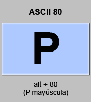 codigo ascii 80 - Letra P mayúscula 