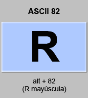codigo ascii 82 - Letra R mayúscula 