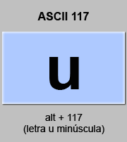 codigo ascii 117 - Letra u minúscula 