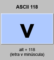 codigo ascii 118 - Letra v minúscula 