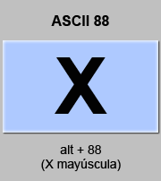 codigo ascii 88 - Letra X mayúscula 