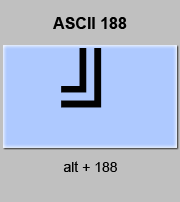codigo ascii 188 - Línea doble esquina inferior derecha de recuadro 