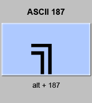 codigo ascii 187 - Línea doble esquina superior derecha de recuadro 