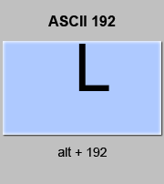 codigo ascii 192 - Línea simple esquina de recuadro gráfico 