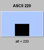 codigo ascii 220 - Medio bloque negro, mitad inferior, carácter gráfico 