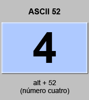 codigo ascii 52 - Número cuatro 