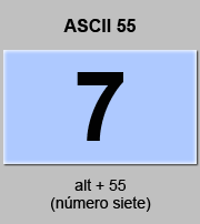 codigo ascii 55 - Número siete 
