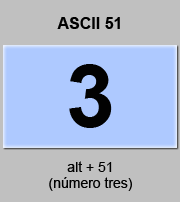 codigo ascii 51 - Número tres 