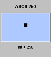 codigo ascii 250 - Punto centrado, punto medio, coma georgiana 