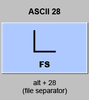 codigo ascii 28 - Separador de archivos 